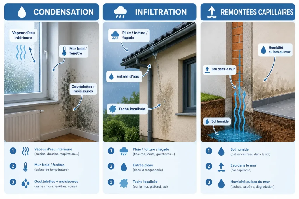 Condensation, infiltration ou remontées capillaires
