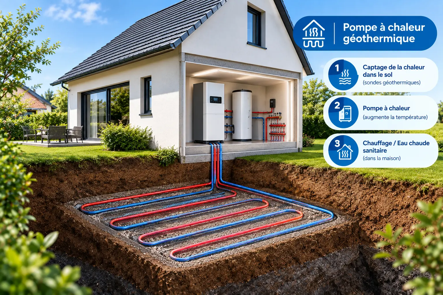 une pompe à chaleur géothermique